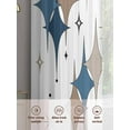 thumbnail image 6 of Blue Brown Diamond Sheer Curtains 45 Inch Length 2 Panels Set Window Treatments, Modern Geometric Middle Century Rod Pocket Semi Curtains for Living Room/Bedroom/Kitchen Décor, 104"W x 45"L, 6 of 7
