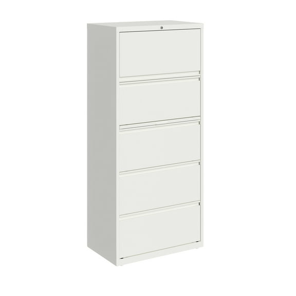 Hirsh 30 Inch Wide 5 Drawer Metal Lateral File Cabinet for Home and Office, Holds Letter, Legal and A4 Hanging Folders, White