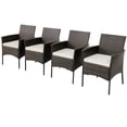 thumbnail image 5 of Costway Juego De 4 Sillas De Patio Al Aire Libre, De Ratán Con Cojines De Asiento Desmontables, Marco De Metal Resistente, Reposabrazos, Silla De Mimbre Libre Para Patio, Porche, Terraza, Marrón, 5 of 5