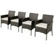 thumbnail image 5 of Costway Juego De 4 Sillas De Patio Al Aire Libre, De Ratán Con Cojines De Asiento Desmontables, Marco De Metal Resistente, Reposabrazos, Silla De Mimbre Libre Para Patio, Porche, Terraza, Marrón, 5 of 5