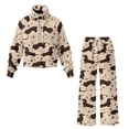 thumbnail image 4 of SCRAWLGOD Dachshund Paw Coffee Bean Print Beige Women's 2 Piece Outfits Casual Pullover Sweatshirt Wide Leg Lounge Set Trendy Sweatsuit Turtleneck Lounge Set for Casual Wear, XS, 4 of 7