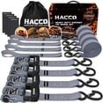 thumbnail image 1 of Haccoplanet Correas De Trinquete De 5280 Lb De Resistencia A La Rotura De 1,6 Pulgadas, Juego De Correas De Amarre De Trinquete Resistentes Con Mango Acolchado, Gancho En S, Bucle Suave Para Correas D, 1 of 5