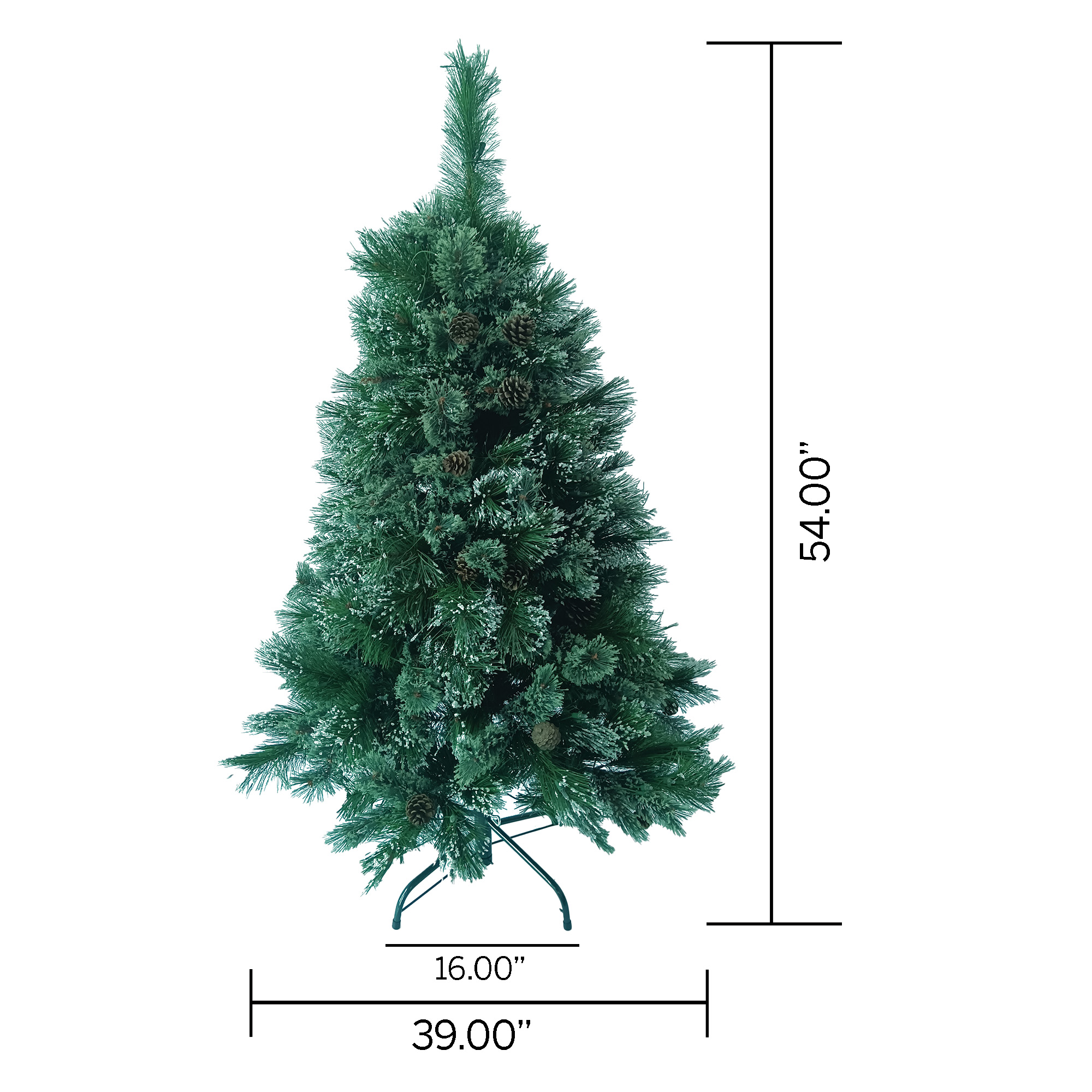 4.5 ft Cashmere and Snow Bristle Christmas Tree with Pine Cones and Pre-lit 250 Clear LED Lights