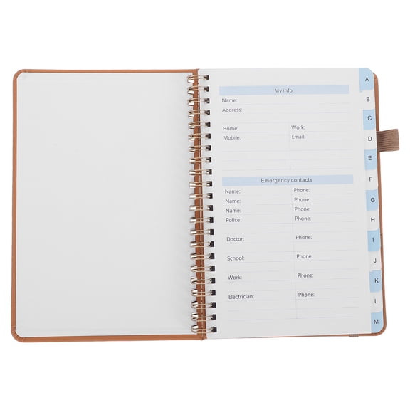 HOOWIFFY Alphabet Tab Address Book in Light Brown with Construction for Organizing Phone Numbers and Passwords
