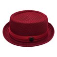 thumbnail image 4 of Lispipm Summer Mesh Pork Pie Hat for Men Women Roll Brim Retro Party Cap Travel Beach Sun Hats Classic Outdoor Breathable Caps Red, 4 of 4