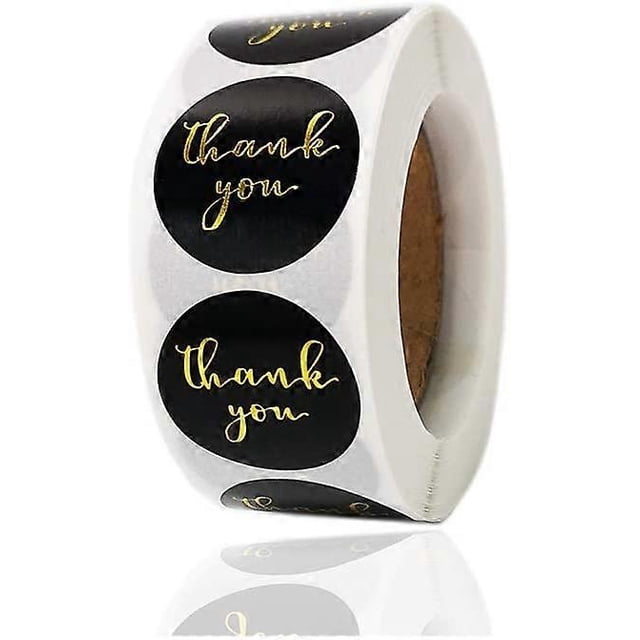 SZTXJ 2 Rolls of 1" Thank You Stickers, Gold Foil Fonts, Black Thank You Sticker Roll for Business, Bubble Mailers, Packaging Bags, Boxes, Envelopes