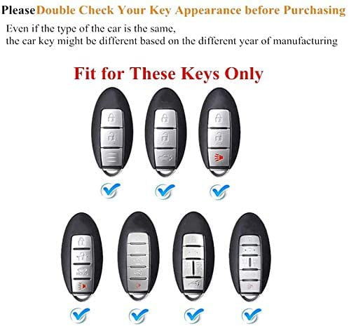 XUHANG 2Pcs Sillicone key fob Skin key Cover Remote Case Protector Shell for Nissan Teana Murano Maxima Pathfinder Rogue Versa 370Z Sentra Altima Smart Remote 4 Button Blue Black 