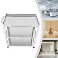 thumbnail image 6 of 3 Tier Utility Stainless Steel Kitchen Trolley Cart, Floorstanding Utility Serving Storage Rolling Cart Shelf, Kitchen Trolley Cart - 250lbs 27*16*31in, 6 of 11