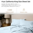 thumbnail image 3 of Threadmill California King Sheets, Certified American Supima Cotton Sheets, 1200 Thread Count Hotel Quality Sheets, 4 Piece Luxury Bed Sheets Set with Elasticized Extra Deep Pocket, Light Blue, 3 of 9