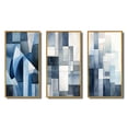 thumbnail image 2 of Designart "Retro Navy Blue Cubist Dreams II" Modern Geometric Framed Wall Art Set Of 3 - Blue Abstract Frame Canvas Set For Living Room Decor, 2 of 6