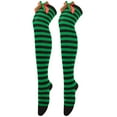 thumbnail image 5 of IWRICH Women's Christmas Knee High Socks Stockings Striped Bow Holiday Socks B, 5 of 8