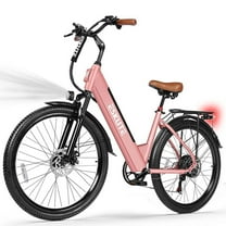 ESKUTE Pkin Electric Bike for Adults - Peak 1500W Brushless Motor, 19MPH, 500W Motor 48V14Ah Removable Battery, 26" Step-Thru Cityrun Ebike, 7-Speed, Up 70 Miles, Commuter E-Bike, with NFC Unlock