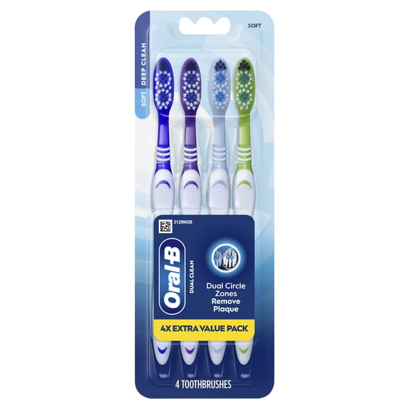 Oral-B Toothbrush Dual Clean, Soft, 4 Count