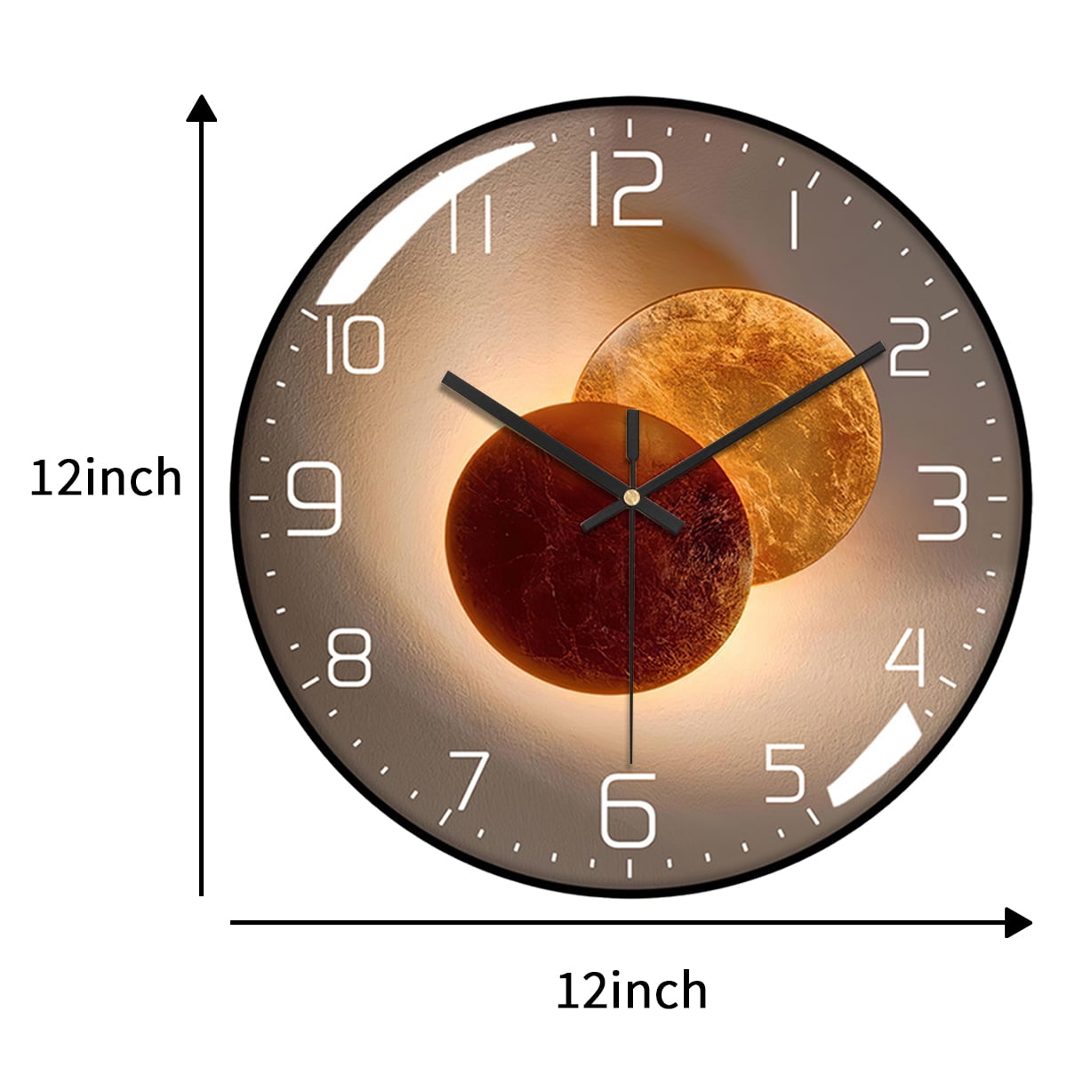 VOCOO 12Inch Modern Wall Clock, Round Silent Non Ticking Wall Clock Quartz Battery Operated Round Easy to Read Home/Office/Classroom/School Clock