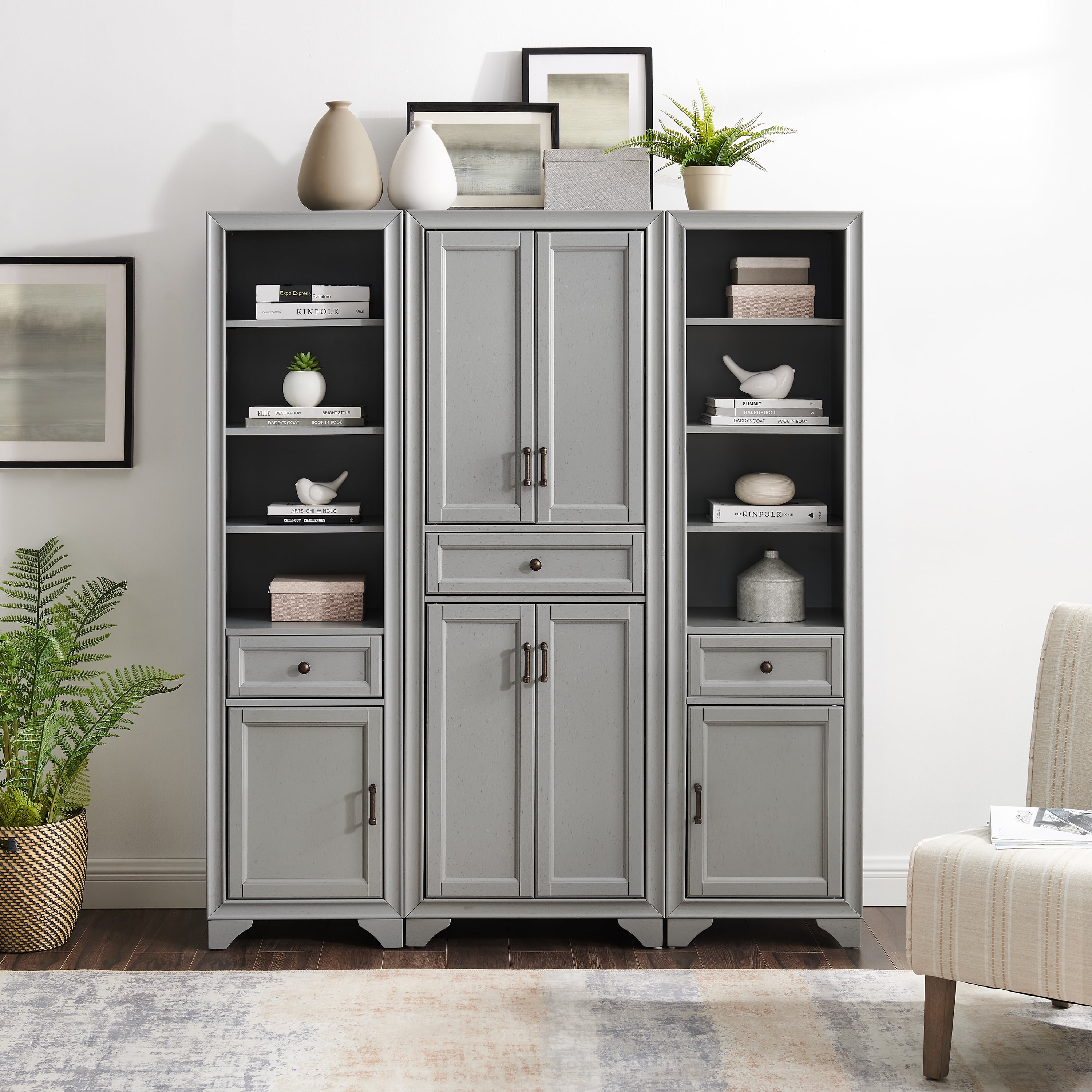 Crosley Furniture Tara 3-Piece Pantry Storage Cabinet Set with Shelves, Kitchen, Dining, or Laundry Room
