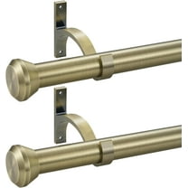 2 Pack Telescoping Curtain Rods,1Inch Diameter Drapery Rods 48-84Inch Length Adjustable Rod with Brackets Window Treatment-Warm Gold
