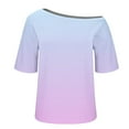 thumbnail image 6 of HomeDM Cold Shoulder Short Sleeve Tops Summer Loose Fit Shirts for Women Casual Vacation Tees Blouses S-2XL, 6 of 6