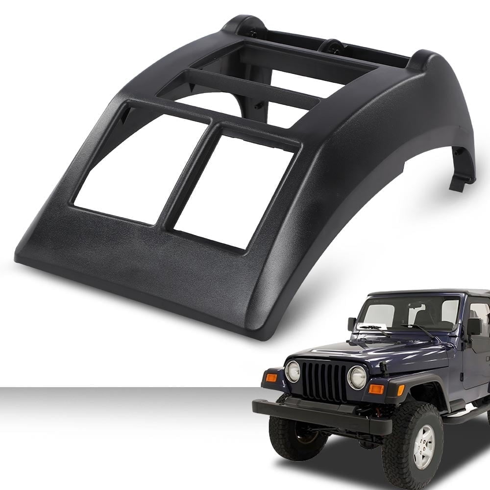 PIT66 Dash Cover Panel Kit Fit for 1997-2002 Jeep Wrangler TJ 95-6549 Black Double Din Radio Dash Mounting Bezel