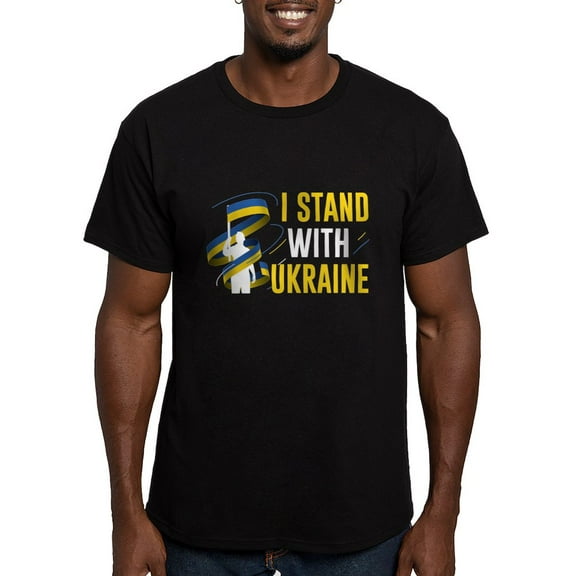 CafePress - I Stand With Ukraine Men's Fitted T Shirt (Dark) - Men's Fitted T-Shirt