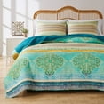 thumbnail image 4 of Greenland Home Fashions Aurora Vintage Boho Quilted Pillow Sham, Blue, Standard, 4 of 4