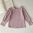 thumbnail image 2 of FAIWAD Toddler Girls Knitted Tops Casual Puff Long Sleeve Solid Color Lace Neck Ribbed Pullover Tops 12M-8Y, 2 of 3