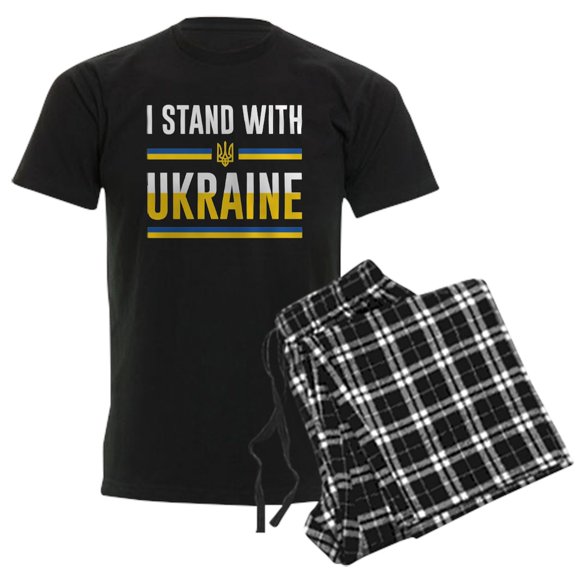 CafePress - I Stand With Ukraine Men's Dark Pajamas - Men's Dark Loose Fit Cotton Pajama Set