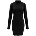 thumbnail image 3 of YTCAMLO Ribbed Knit Sweater Dress for Women Casual Long Sleeve Mock Neck Bodycon Dress Stretch Slimming Fall Winter Mini Dress, 3 of 7
