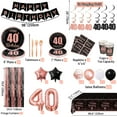 thumbnail image 2 of 40th Birthday Decorations - Black and Rose Gold Party Decorations, Balloons, Banner, Plates, Napkins, Cups, Tableware, Tablecloth, 40th Birthday Party Supplies for Women, Serve 20, 2 of 6