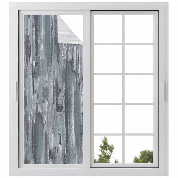 Grey Abstract Window Privacy Film, Vintage Geometric Gradient Oil Painting Modern Static Cling UV Sun Blocking Heat Control Window Tint Day and Night, Non-Adhesive One Way Privacy Cover 29.5''x78.7''