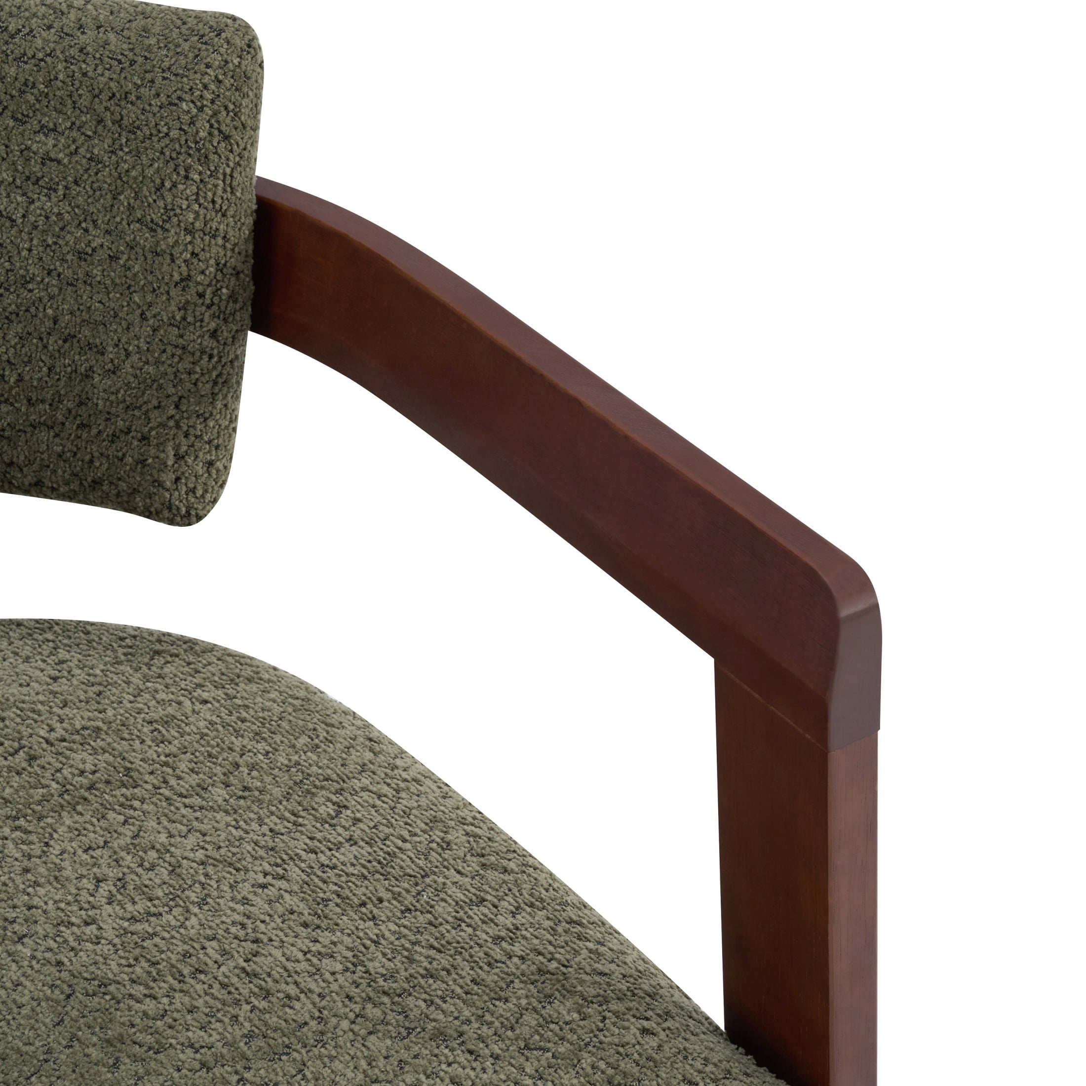 Christopher Knight Home Mid-Century Modern Boucle Upholstered Accent Arm Chair, Wood Frame, Olive Green