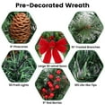 thumbnail image 3 of 24 Inch Christmas Wreath, Pre-Lit with Warm White LEDs and Red Berries, Classic Indoor Outdoor Decor, 3 of 8