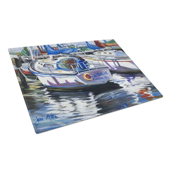 Caroline's Treasures Sunshine Sailboat Glass Cutting Board Large