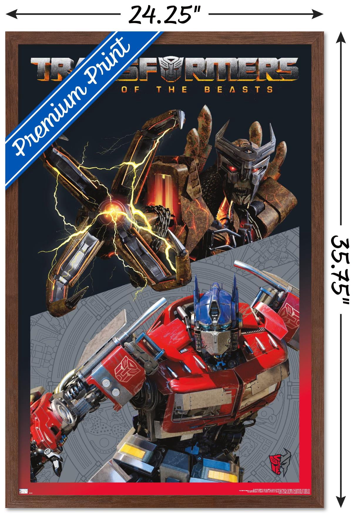 Transformers: Rise of the Beasts - Optimus Prime vs. Scourge Wall Poster, 22.375" x 34" Framed