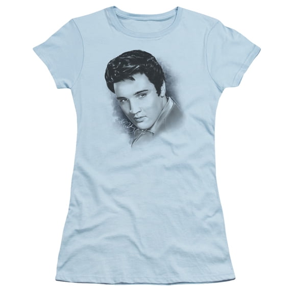 Trevco Elvis Presley & Dreamy Juniors Sheer Cap Short Sleeve T-Shirt, Light Blue - Large