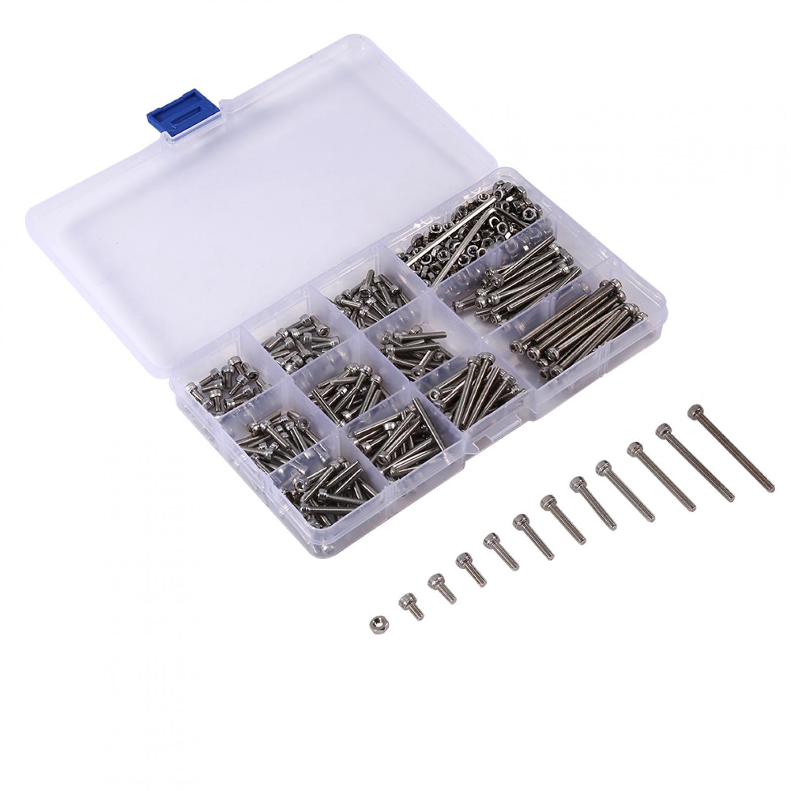 Gegong Nuts,Screws,440pcs M3 Stainless Steel Hex Head Socket Screws And Nuts Assortment 2 Hex Keys