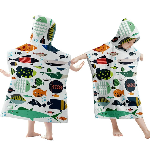 Kids Hooded Beach Towel - 26x30 Inch Lightweight & Compact, Sandproof Microfiber for Pool, Beach, and Family Trips