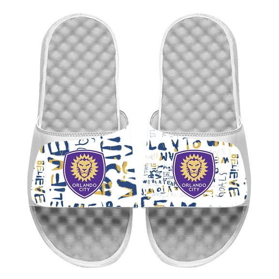 Men's ISlide White Orlando City SC Kick Cancer Slide Sandals