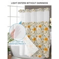 thumbnail image 6 of No Hook Shower Curtain with Snap-in Liner, Spring Daisy Waterproof Fabric Bathroom Curtains, Country Vintage Yellow White Floral Leaf Bath Curtains & Mesh Top Window Stall 48"x72", 6 of 9