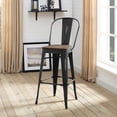 thumbnail image 5 of Industrial Country Cottage Farm Beach House Bar Pub and Dining Kitchen Bar Side Stool Chair, Metal Steel Wood, Black, 5 of 5