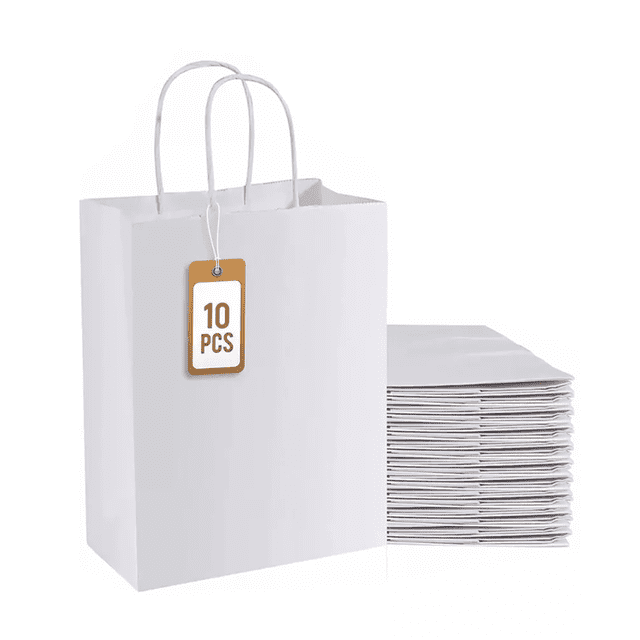 Bolsas de Regalo Papel Kraft Bolsas De Dulces Ecológicas 10 Pcs Blanco