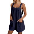 thumbnail image 1 of Women's Summer Solid Color Button Down Jumpsuit - Casual Sleeveless Overalls with Adjustable Straps & Side Pockets, 1 of 4