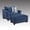 Navy Blue, variant on Roundhill Furniture Camero Fabric Pillowback Accent Chair with Ottoman