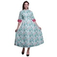 thumbnail image 1 of Bimba Leaves Button Down Dress Print Mandarin Collar Roll Up Sleeves Shirt Dress-X-Large, 1 of 5