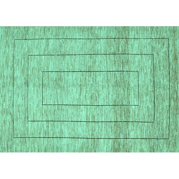 Ahgly Company Machine Washable Indoor Rectangle Abstract Turquoise Blue Contemporary Area Rugs, 7' x 9'