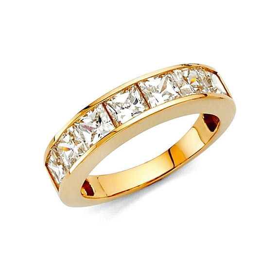 14k Yellow Gold Cubic Zirconia For Women Wedding Band Ring Size 5 Wedding Band - 3.9 Grams