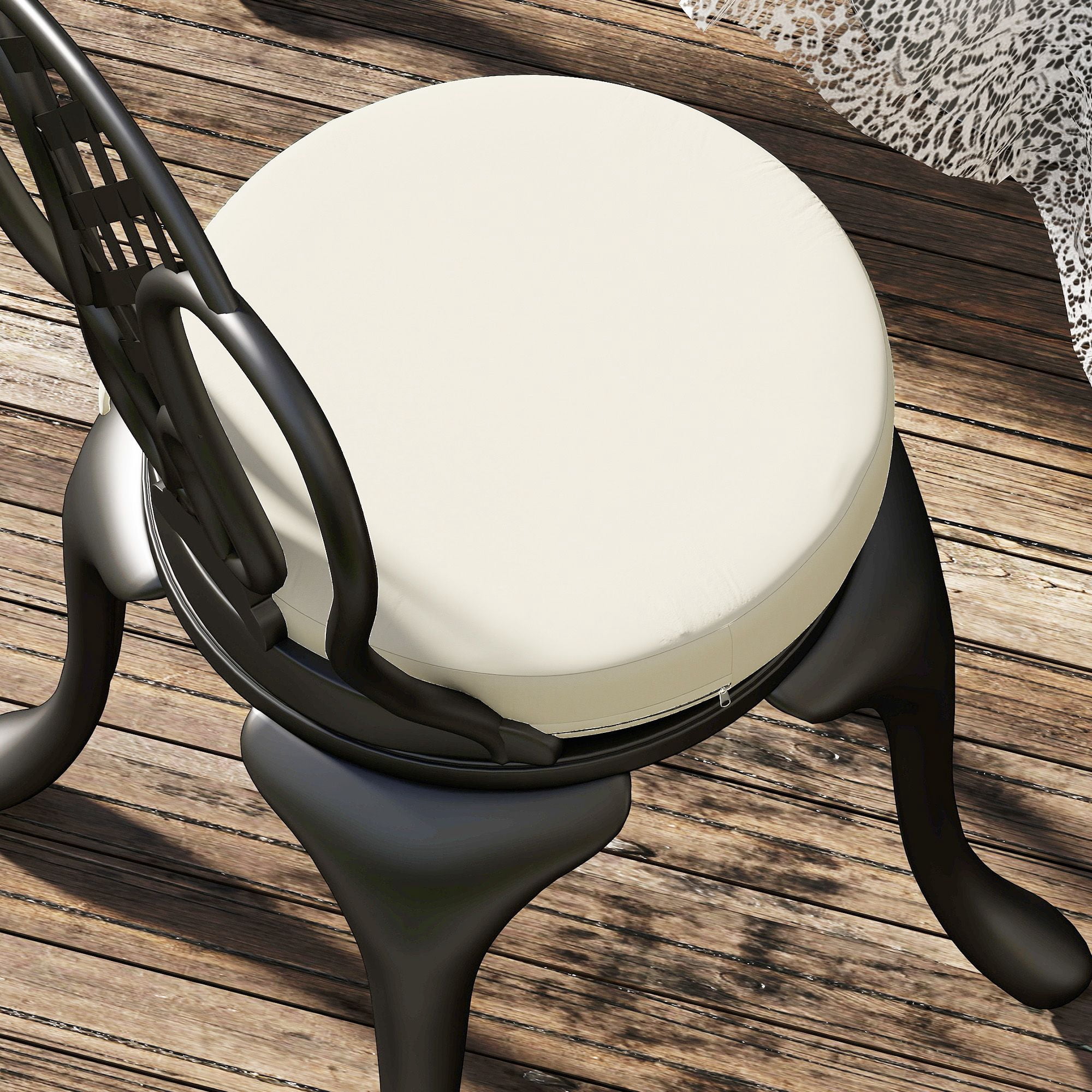Alvantor Set of 4 Chair Cushions 3" Thick Round Seat Cushions for Dining Bistro Chairs, Machine Washable, 15" x 15", Cream White