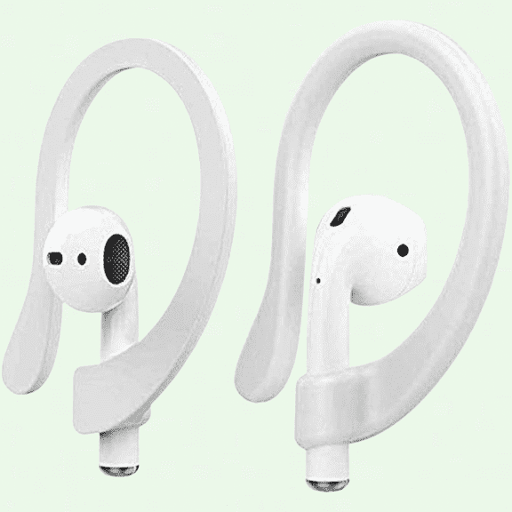 AirPods Ear Hooks - Secure Anti-Slip Sport Hooks for Running, Jogging, Cycling, Gym - White (2 Pairs)