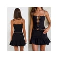 thumbnail image 3 of Yunliwuli Women Bubble Skirt, Low Waist Pleated Solid Summer Mini Skirt Streetwear for Casual Daily, 3 of 10