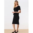 thumbnail image 2 of Vestido Peplum con Cuello Redondo y Botones de Mujer Vestido Elegante de Negocios Negro S, 2 of 5