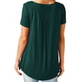 thumbnail image 3 of Liher Women Basic Tshirt V Neck Short Sleeve Summer Tops Lounge Loose Tunic Blouse Dark Green Tee Shirts Clothes Size XL, 3 of 3